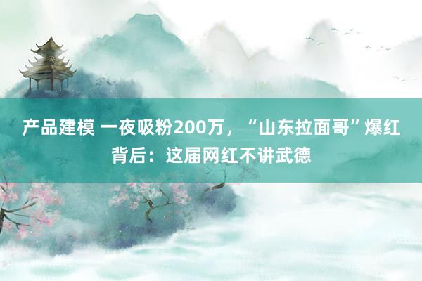 产品建模 一夜吸粉200万，“山东拉面哥”爆红背后：这届网红不讲武德