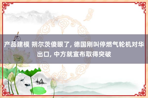 产品建模 朔尔茨傻眼了, 德国刚叫停燃气轮机对华出口, 中方就宣布取得突破