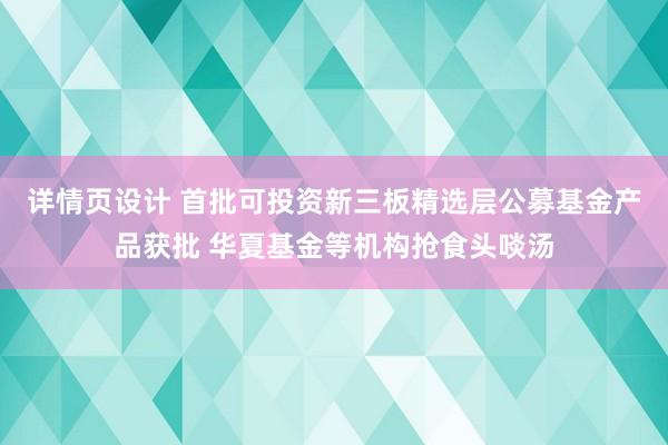 详情页设计 首批可投资新三板精选层公募基金产品获批 华夏基金等机构抢食头啖汤