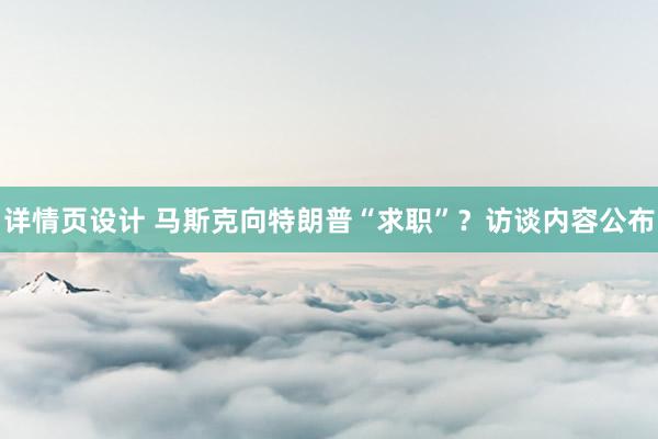 详情页设计 马斯克向特朗普“求职”？访谈内容公布