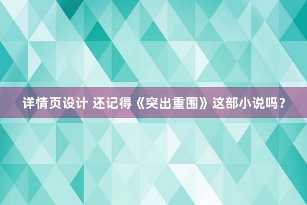 详情页设计 还记得《突出重围》这部小说吗？