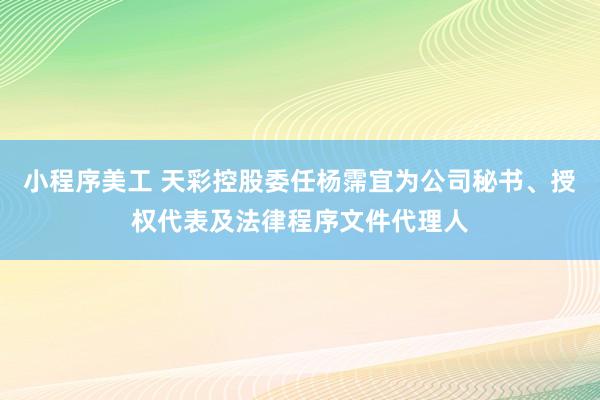 小程序美工 天彩控股委任杨霈宜为公司秘书、授权代表及法律程序文件代理人